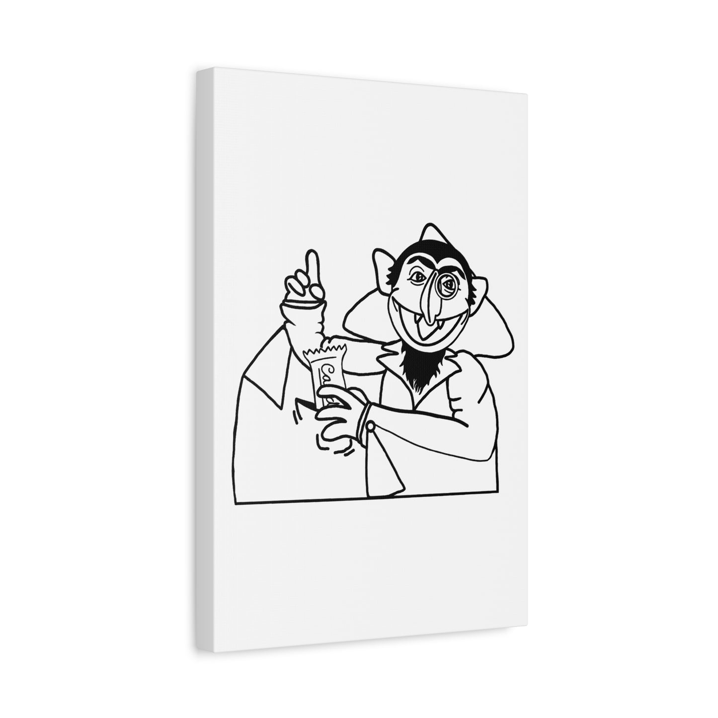The Count Stealing Candy Outline Canvas Print White - Sesame Street The Count Parody Art