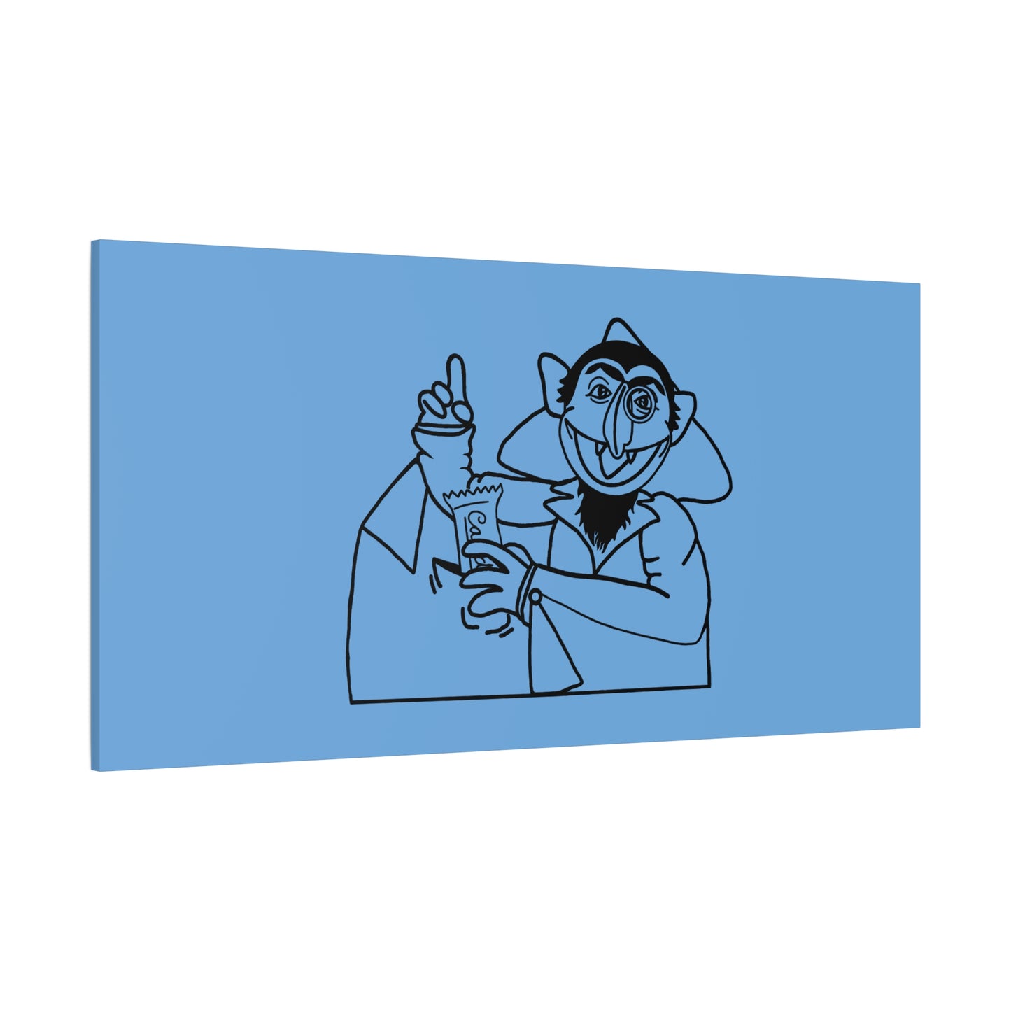 The Count Stealing Candy Outline Canvas Print Light Blue - Sesame Street The Count Parody Art
