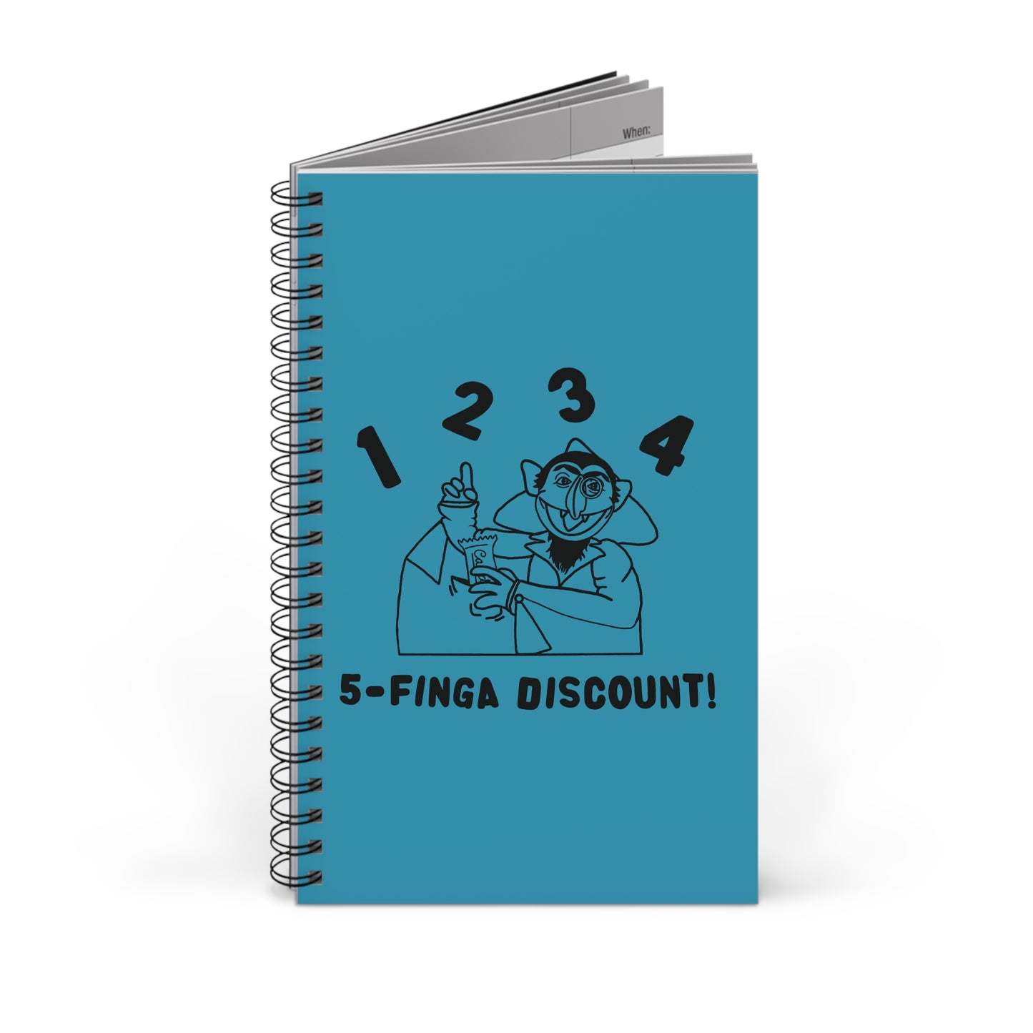 Five Finger Discount Outline Notebook Turquoise - Sesame Street Parody The Count Spiral Notebook