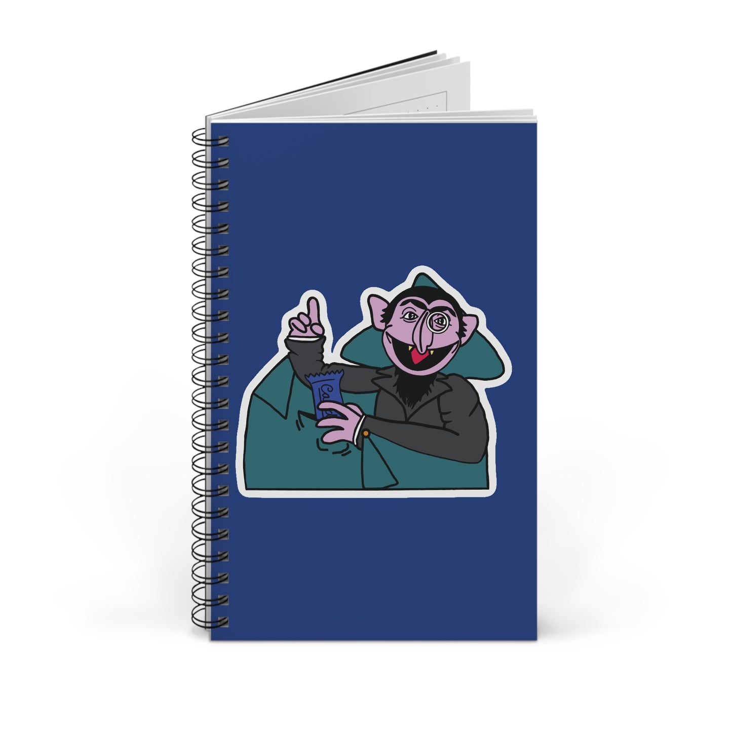 The Count Stealing Candy Notebook Dark Blue - Sesame Street The Count Parody Spiral Notebook