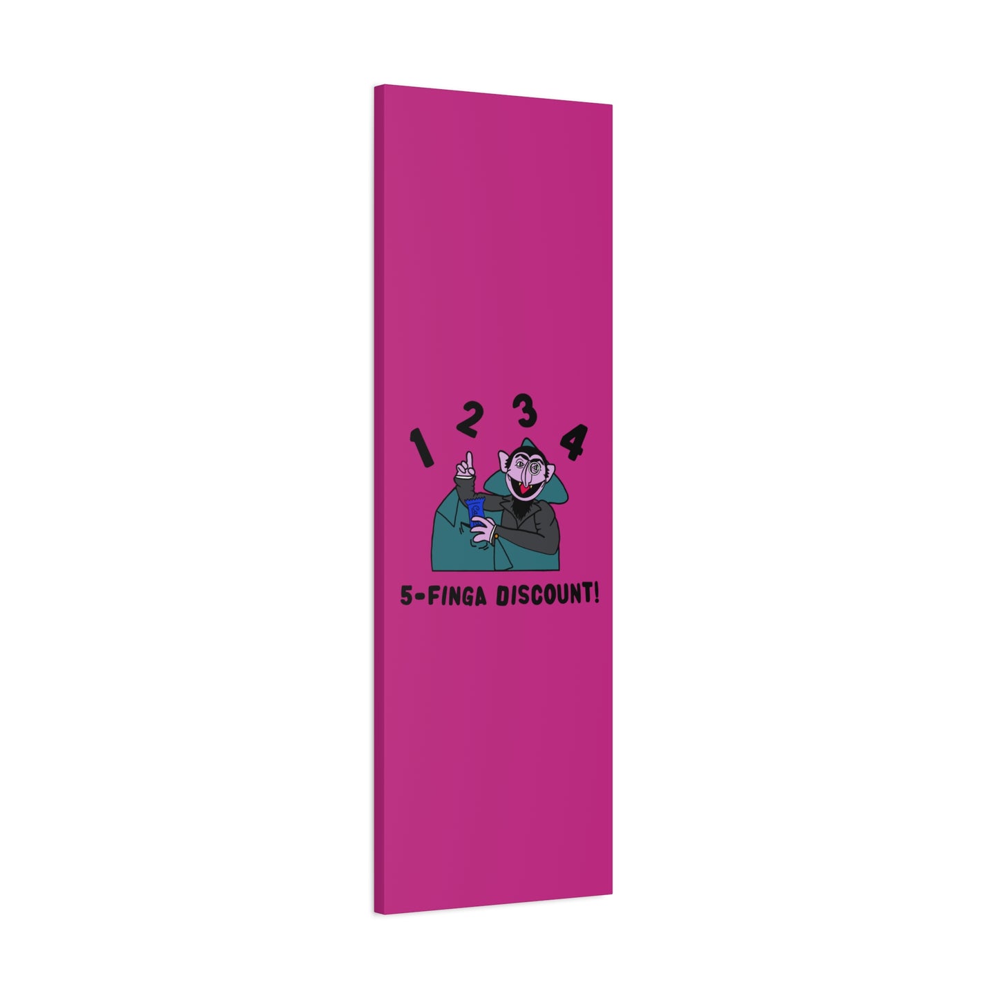 Five Finger Discount Canvas Print Pink - Sesame Street The Count Parody Art Print