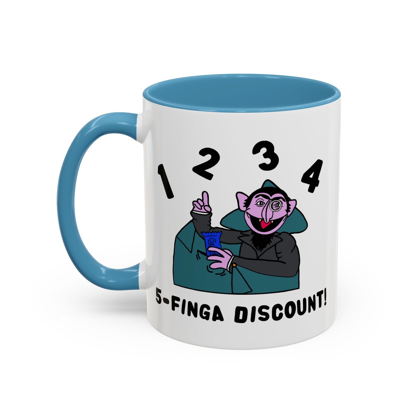 Five Finger Discount Accent Coffee Mug - Sesame Street The Count Parody Coffee Mug