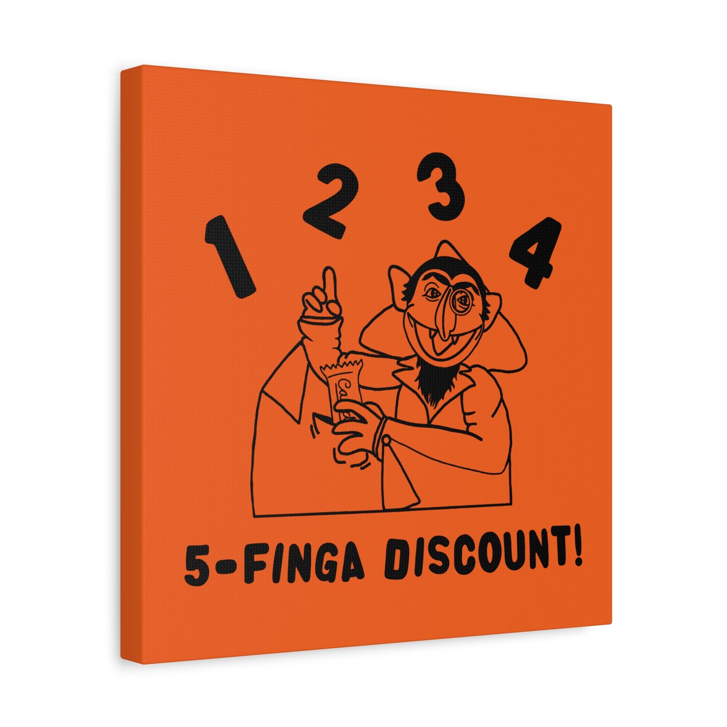 Five Finger Discount Outline Canvas Print Orange - Sesame Street The Count Parody Art Print