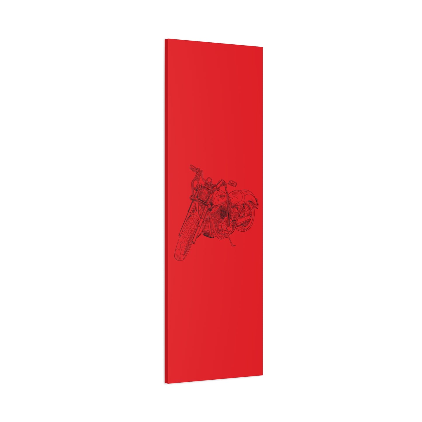 Ride Me Harley Motorcycle Sketch Canvas Print - Black Ink on Red Background