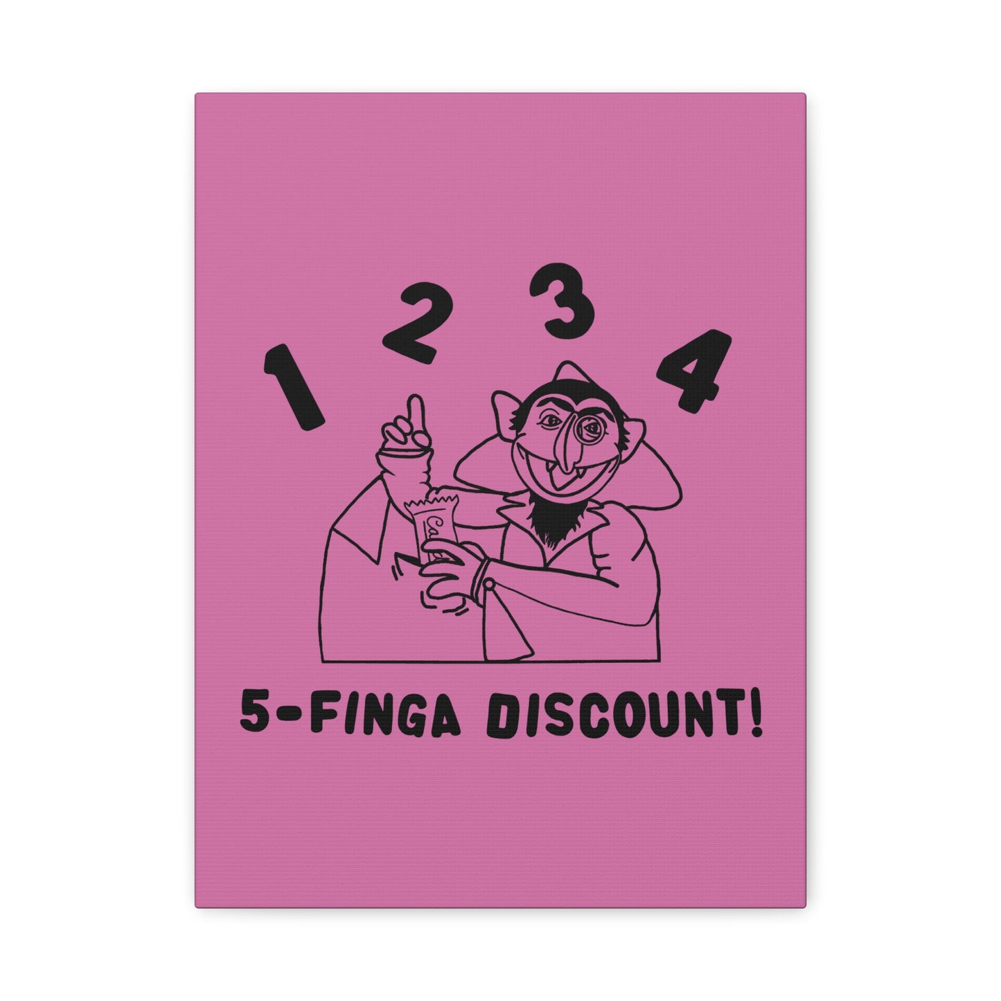Five Finger Discount Outline Canvas Print Light Pink - Sesame Street The Count Parody Art Print