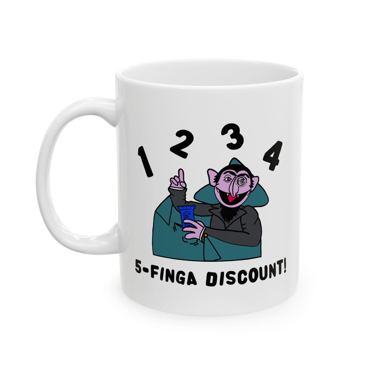Five Finger Discount Mug - Sesame Street The Count Parody Coffee Mug