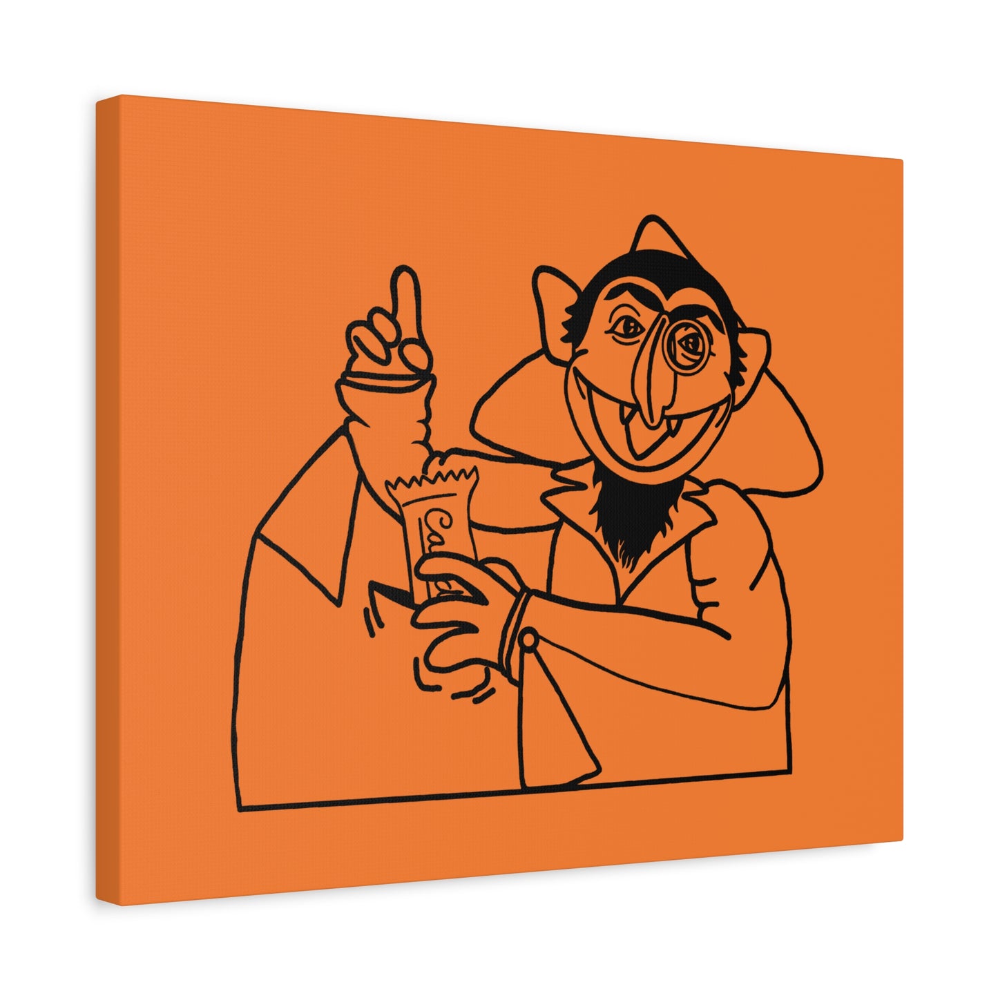 The Count Stealing Candy Outline Canvas Print Light Orange - Sesame Street The Count Parody Art