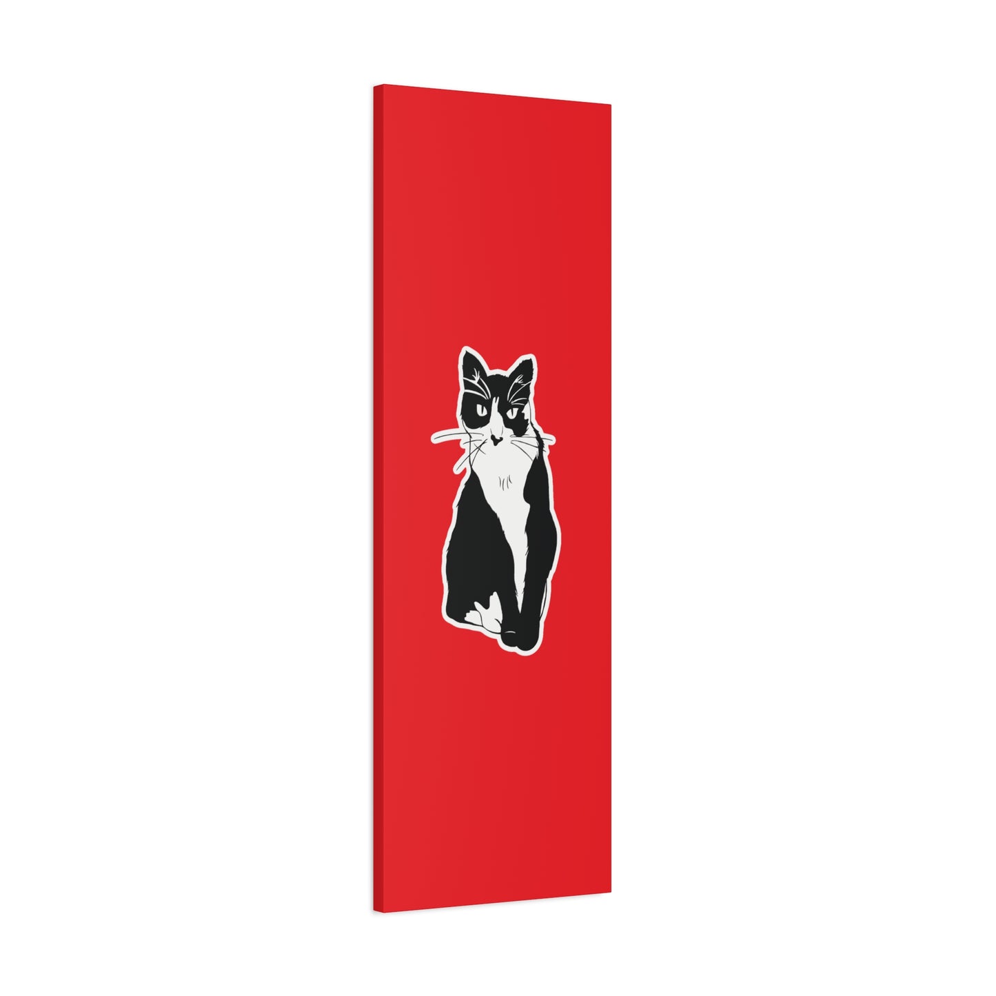 Cat Canvas Print on Red (Sticker Style Cat) - Cat Drawing Art