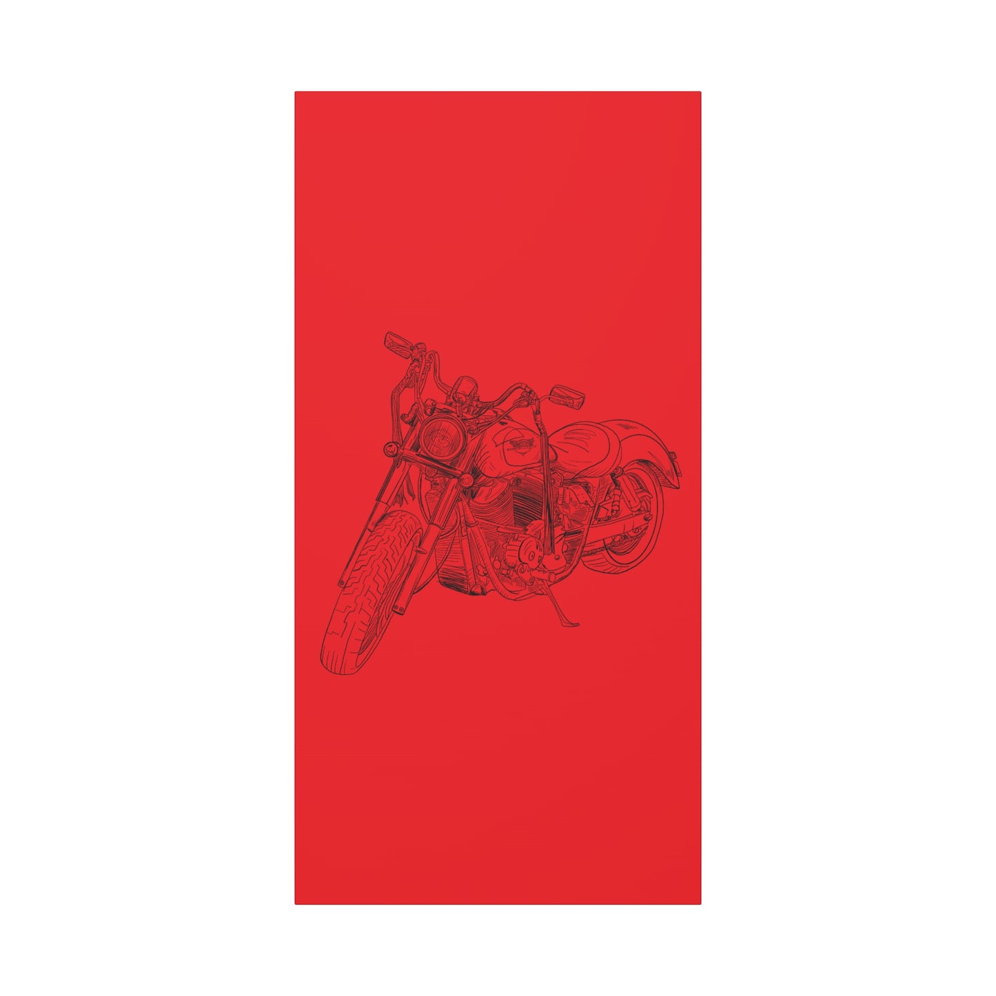 Ride Me Harley Motorcycle Sketch Canvas Print - Black Ink on Red Background