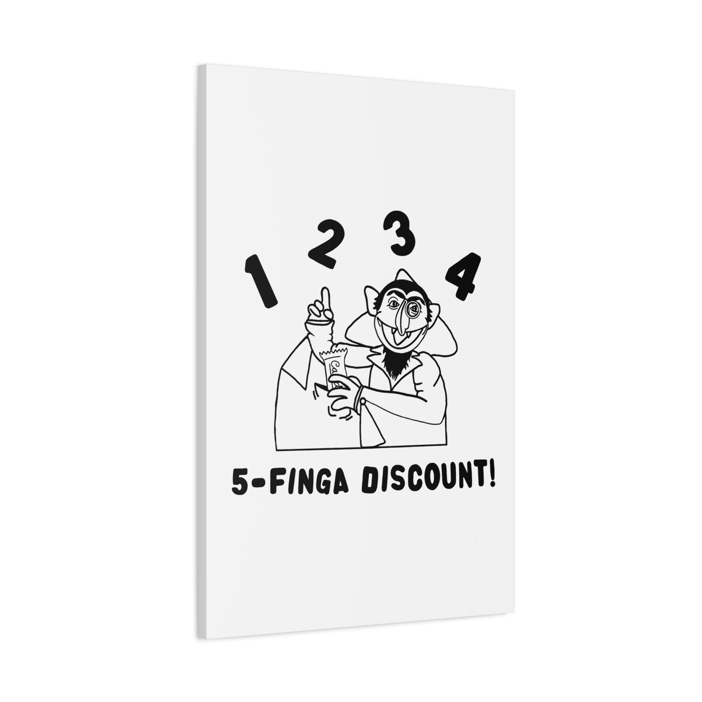 Five Finger Discount Outline Canvas Print White - Sesame Street The Count Parody Art Print