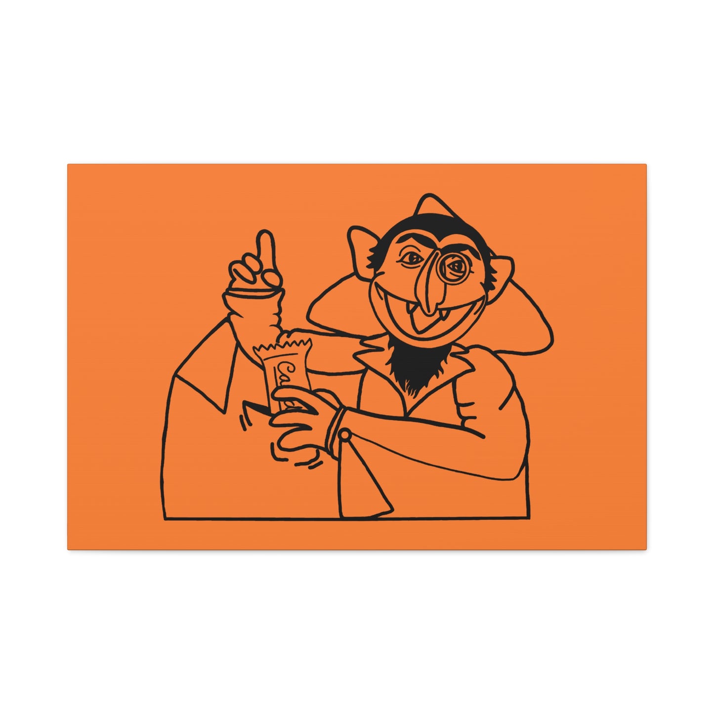 The Count Stealing Candy Outline Canvas Print Light Orange - Sesame Street The Count Parody Art