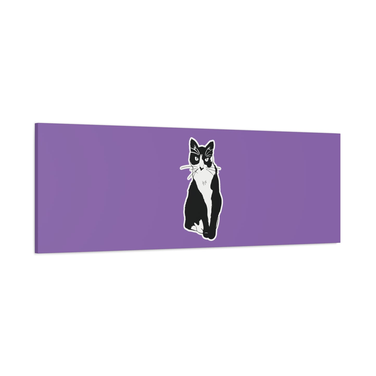 Cat Canvas on Light Purple (Sticker Style Cat) - Cat Drawing Art