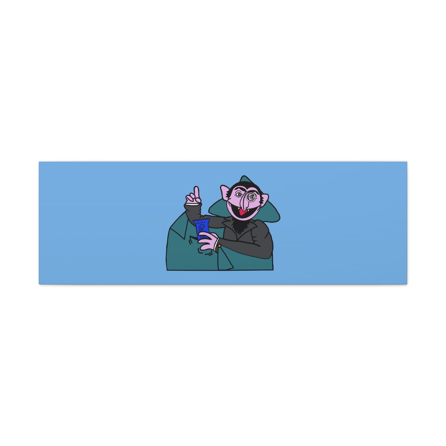 The Count Stealing Candy Canvas Print Light Blue - Sesame Street The Count Parody Art