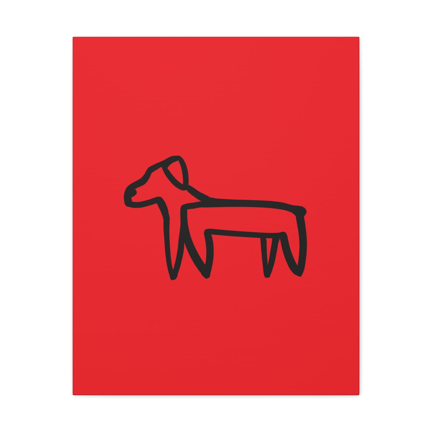 Dog Canvas Print on Red (Transparent Style Black Dog) - Dog Drawing Canvas