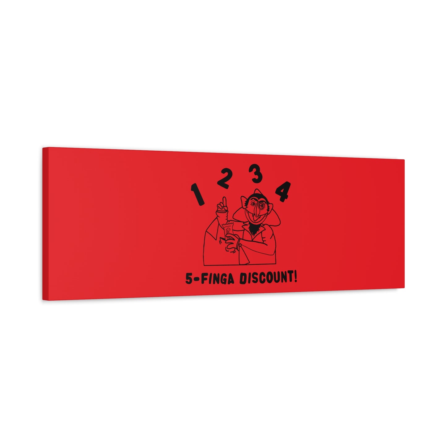 Five Finger Discount Outline Canvas Print Red - Sesame Street The Count Parody Art Print