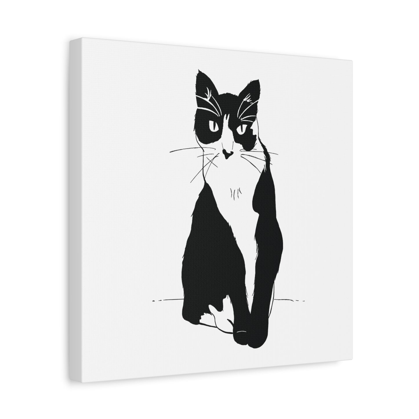 Cat Canvas Print on White (Transparent Style Cat) - Cat Drawing Art