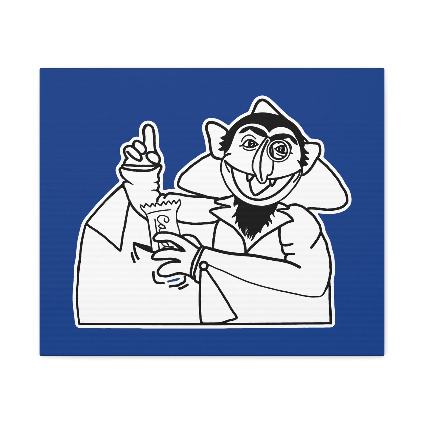 The Count Stealing Candy Outline Canvas Print Dark Blue - Sesame Street The Count Parody Art