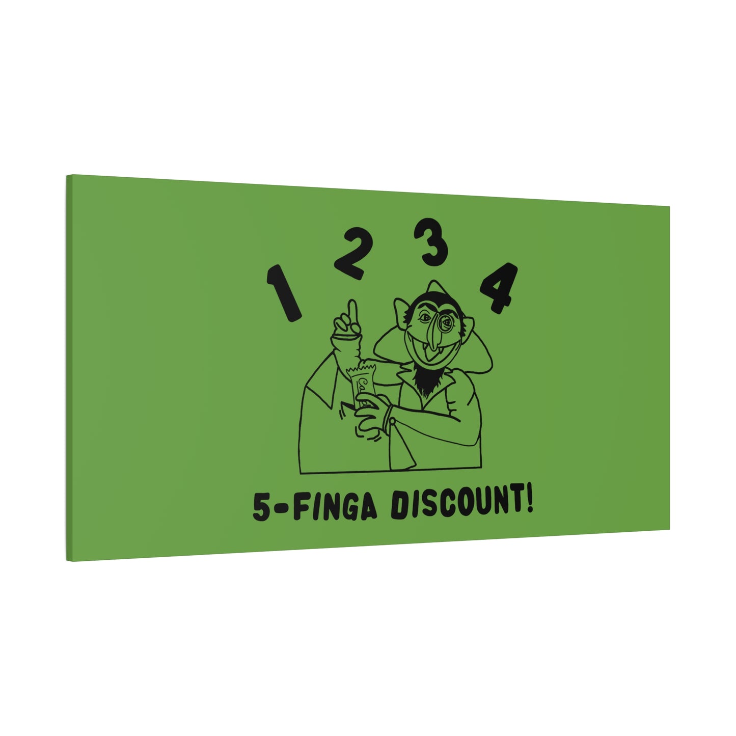 Five Finger Discount Outline Canvas Print Green - Sesame Street The Count Parody Art Print