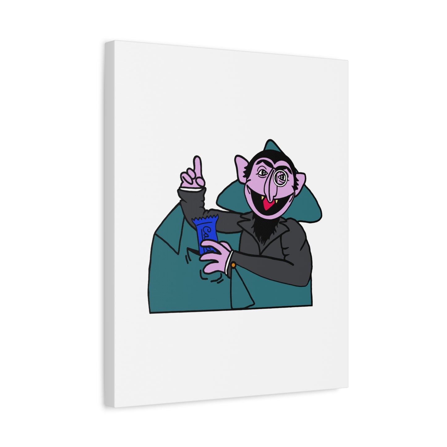 The Count Stealing Candy Canvas Print White - Sesame Street The Count Parody Art