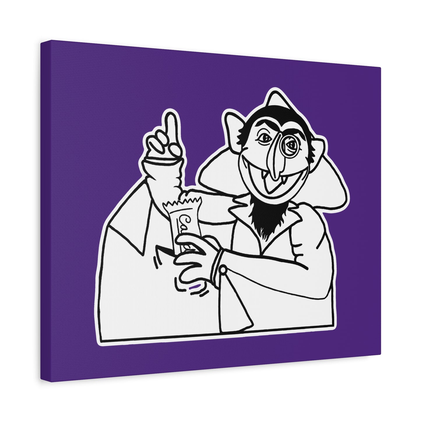 The Count Stealing Candy Outline Canvas Print Purple - Sesame Street The Count Parody Art