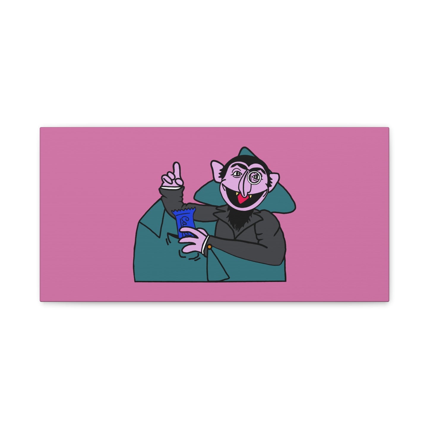 The Count Stealing Candy Canvas Print Light Pink - Sesame Street The Count Parody Art