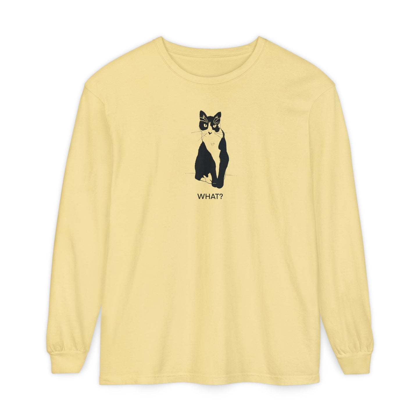 Cattitude Long Sleeve Tee (Transparent Style Cat) - Cat What Shirt