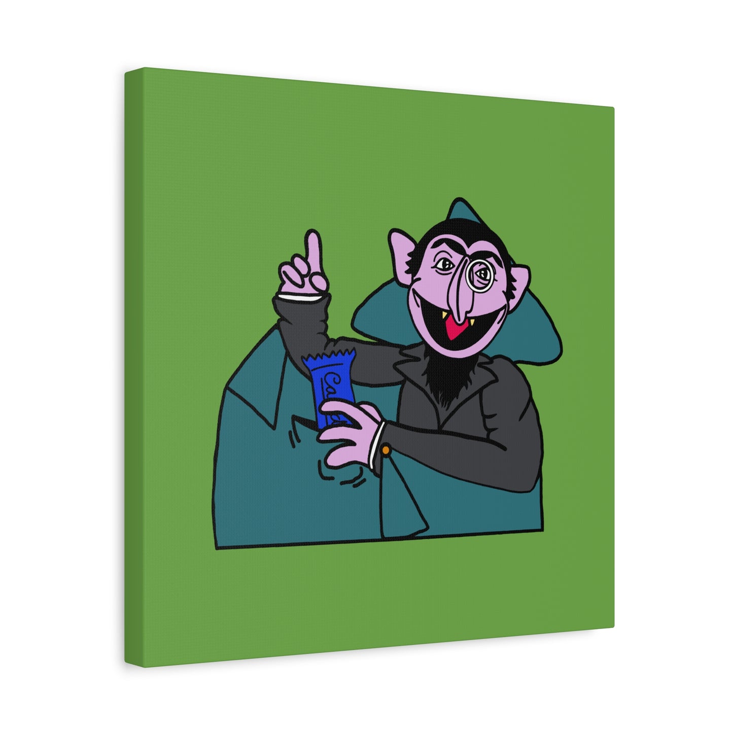 The Count Stealing Candy Canvas Print Green - Sesame Street The Count Parody Art