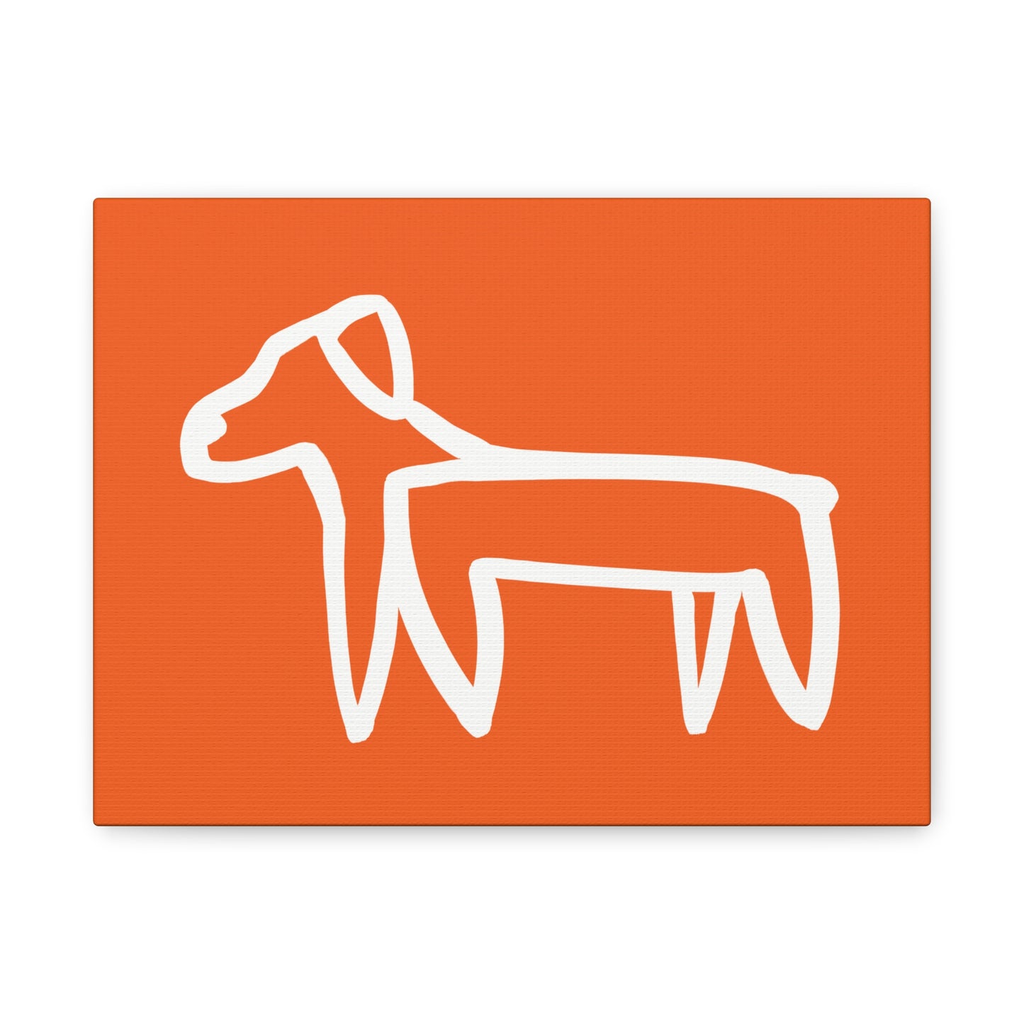 Dog Canvas Print on Orange (Transparent Style White Dog) - Dog Art Print