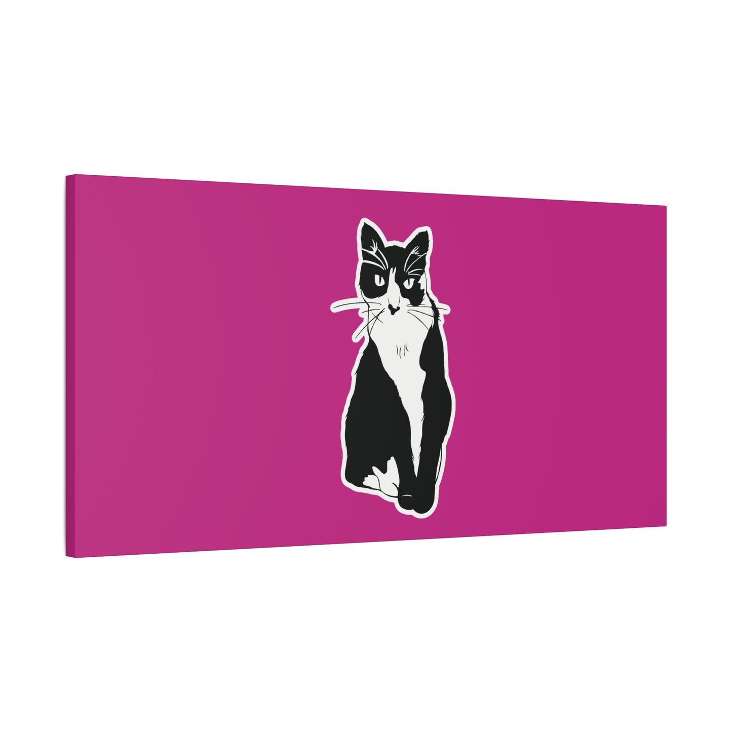 Cat Canvas on Pink (Sticker Style Cat) - Cat Drawing Art