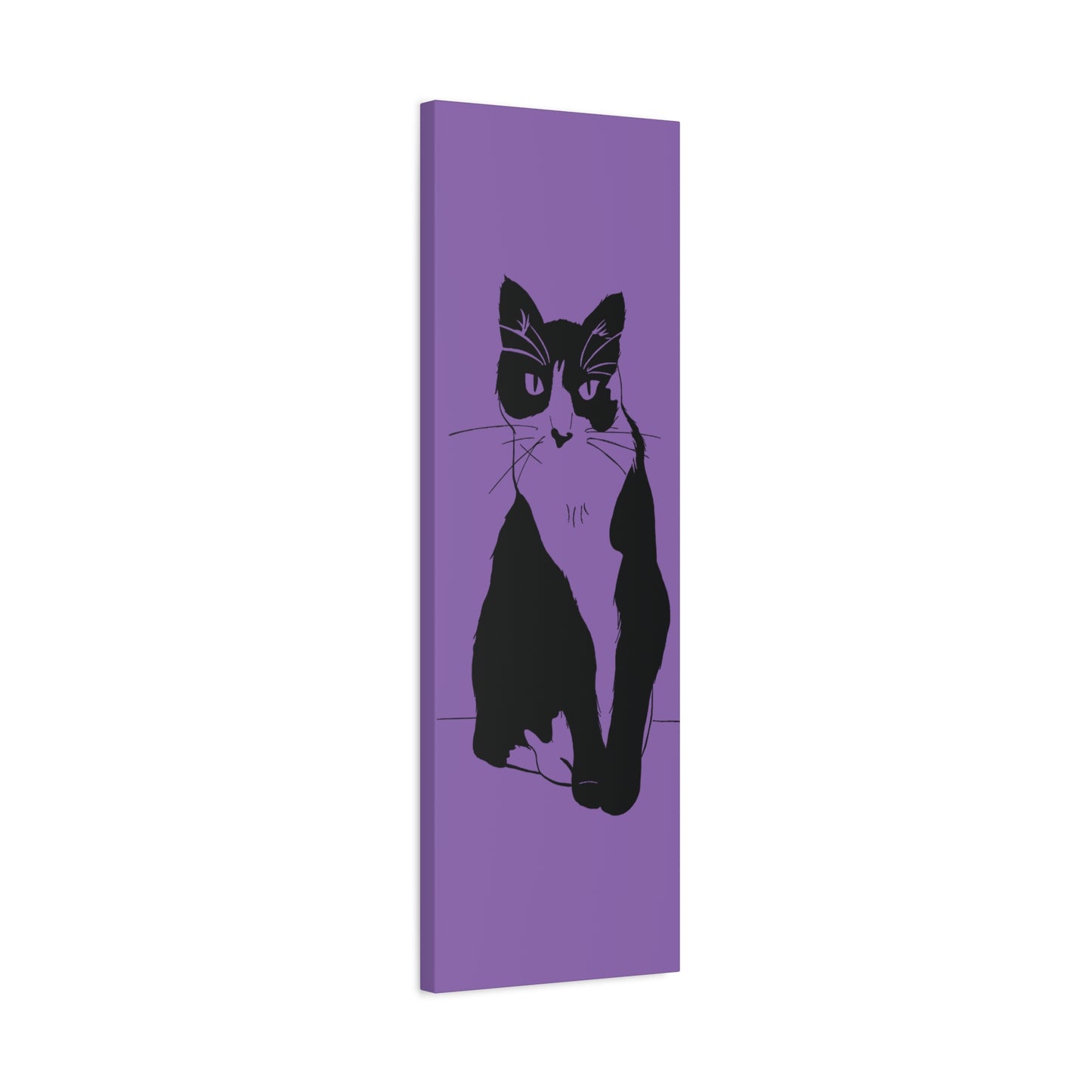 Cat Canvas Print on Purple (Transparent Style Cat) - Cat Drawing Art