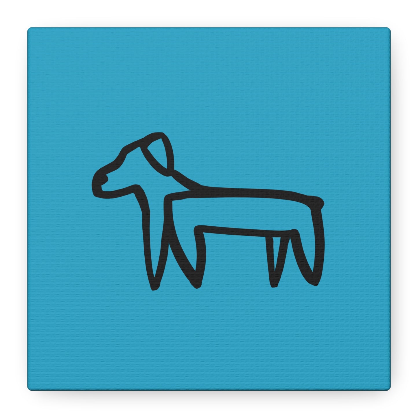 Dog Canvas Print on Turquoise (Transparent Style Black Dog) - Dog Drawing Canvas