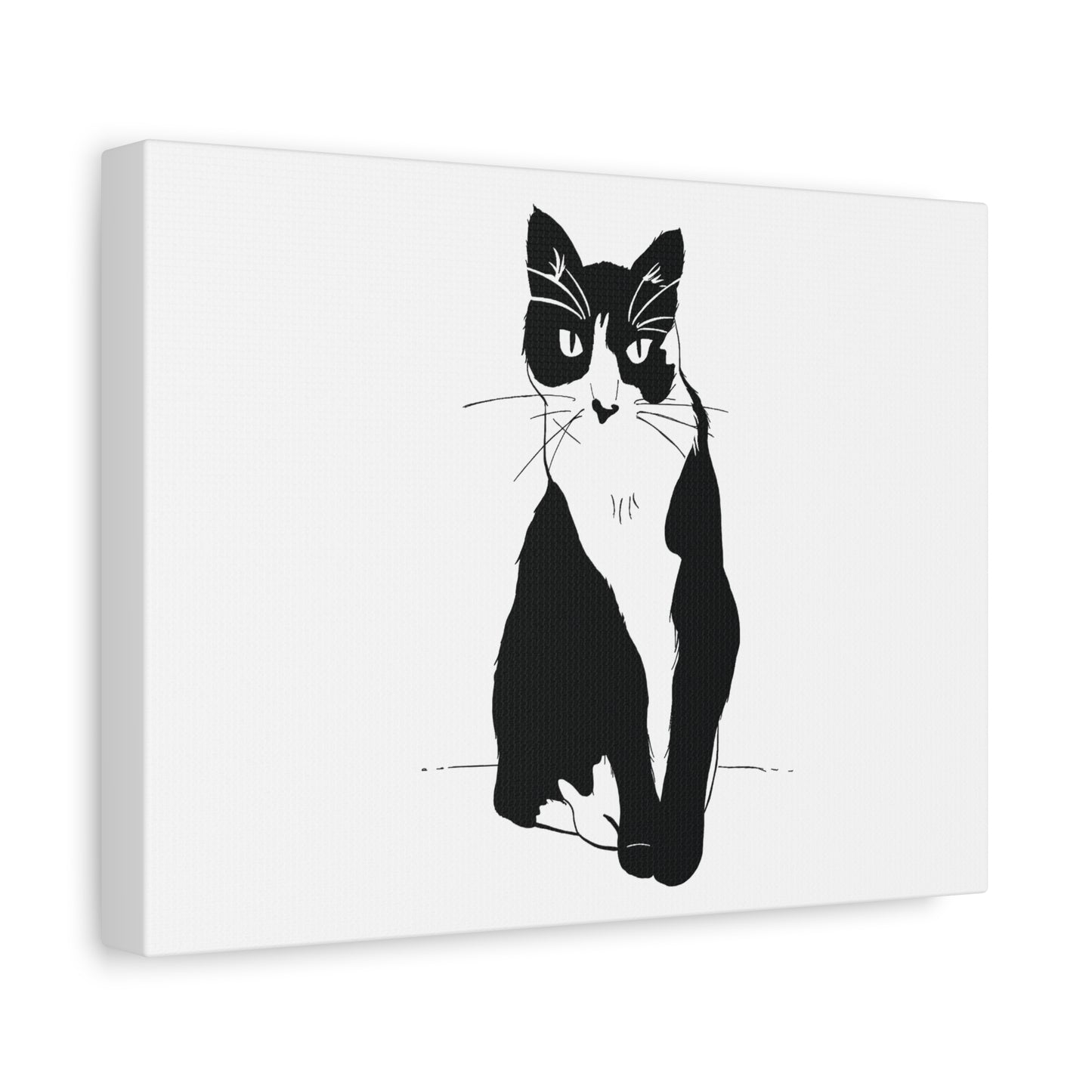 Cat Canvas Print on White (Transparent Style Cat) - Cat Drawing Art
