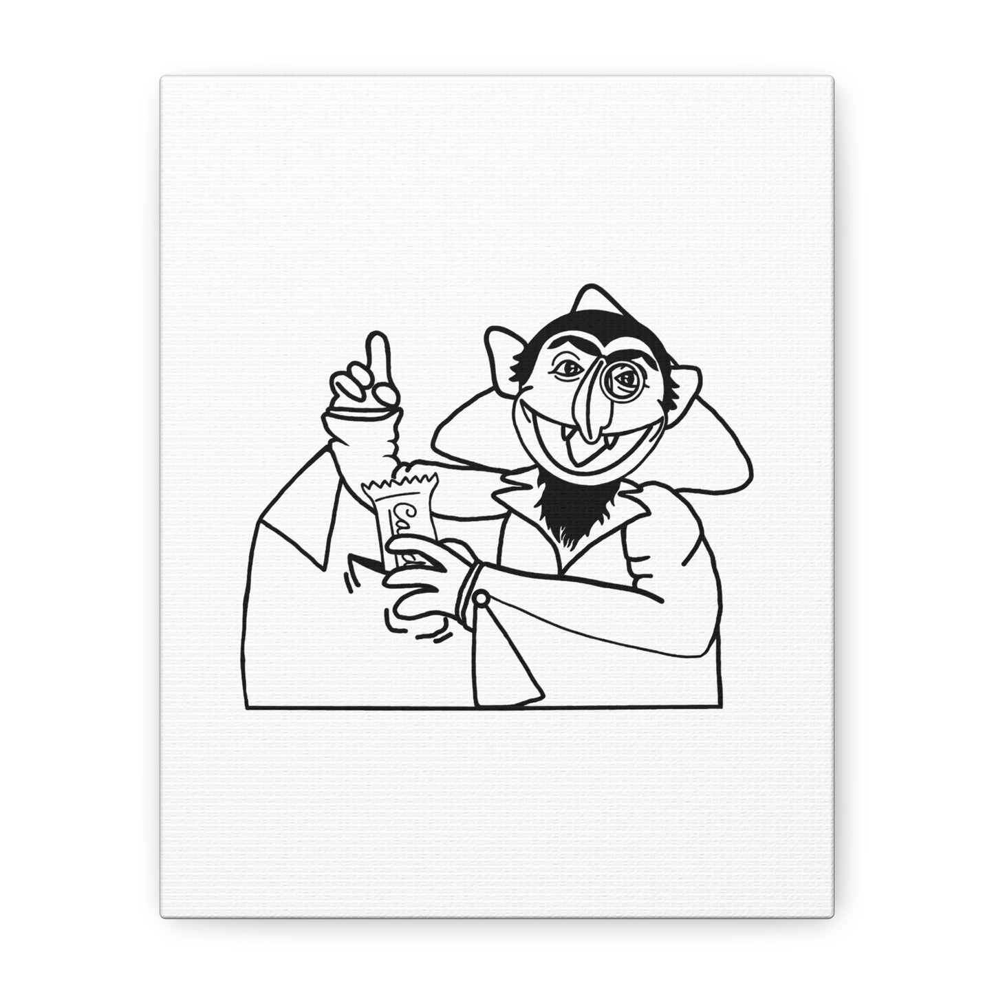 The Count Stealing Candy Outline Canvas Print White - Sesame Street The Count Parody Art