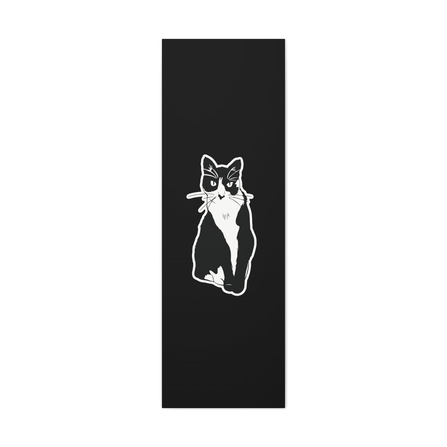 Cat Canvas Print on Black (Sticker Style Cat) - Cat Drawing Art