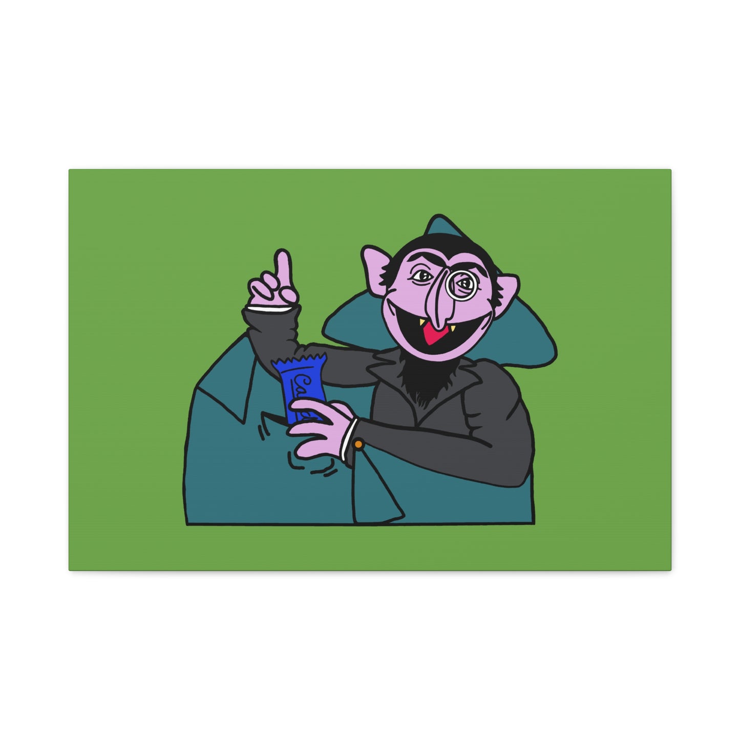 The Count Stealing Candy Canvas Print Green - Sesame Street The Count Parody Art
