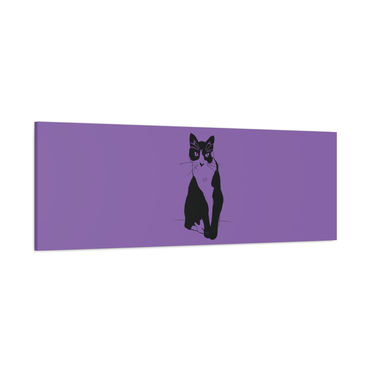 Cat Canvas Print on Purple (Transparent Style Cat) - Cat Drawing Art