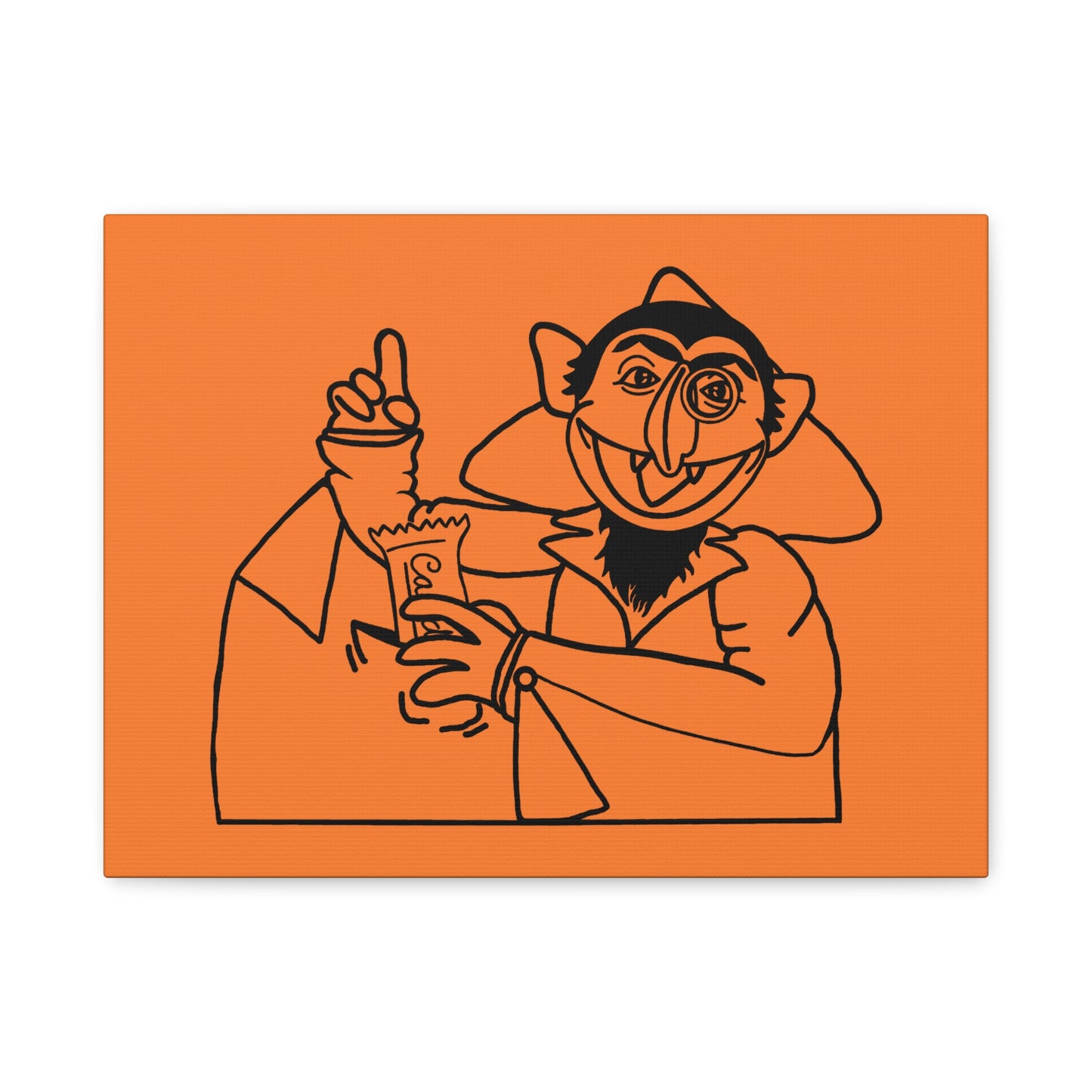 The Count Stealing Candy Outline Canvas Print Light Orange - Sesame Street The Count Parody Art