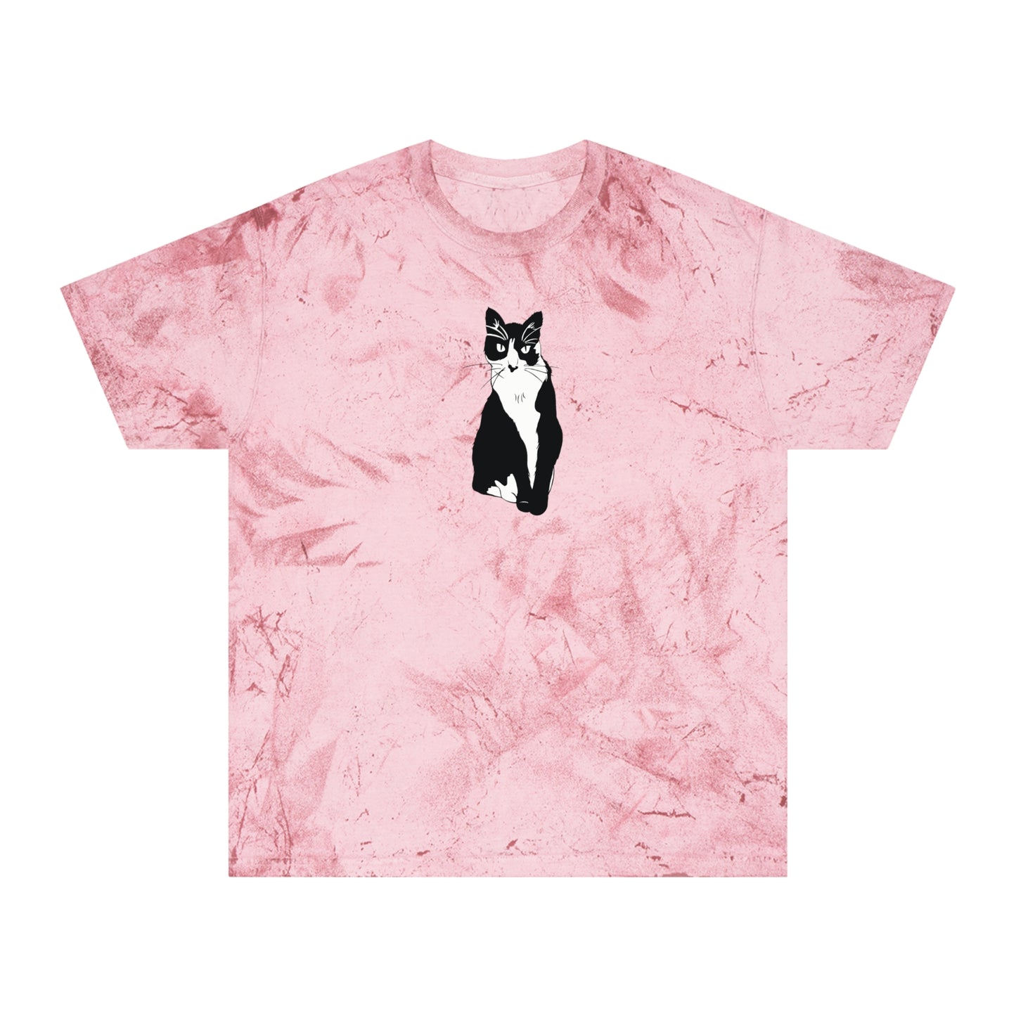 Cat Color Blast Tee (B&W Style Cat) - Cat Drawing Shirt