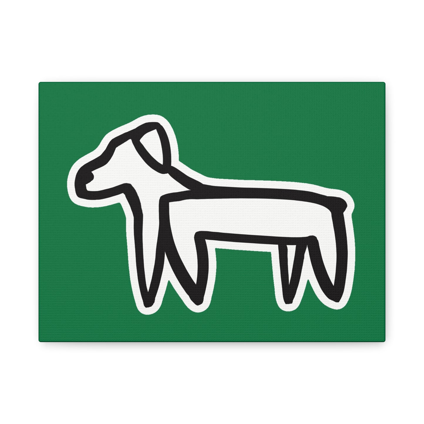 Dog Canvas Print on Green (Sticker Style White Dog) - Dog Art Print