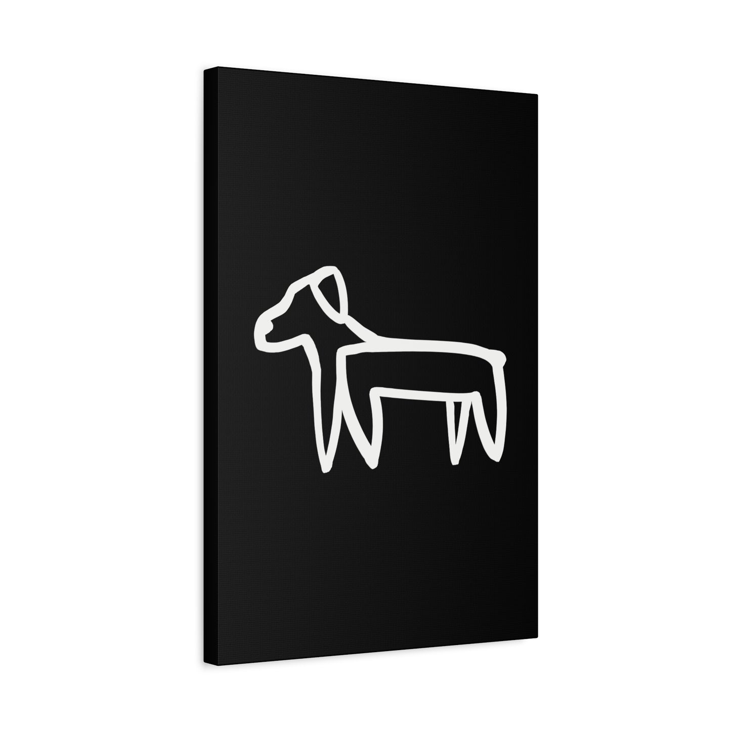 Dog Canvas Print on Black (Transparent Style White Dog) - Dog Art Print