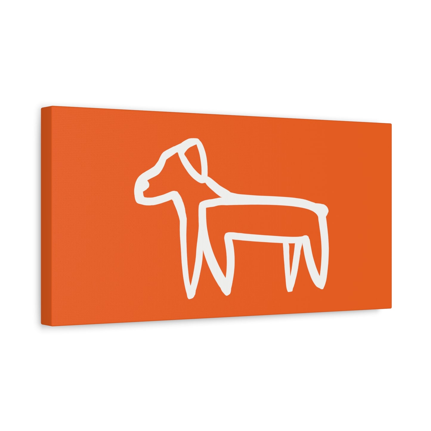 Dog Canvas Print on Orange (Transparent Style White Dog) - Dog Art Print