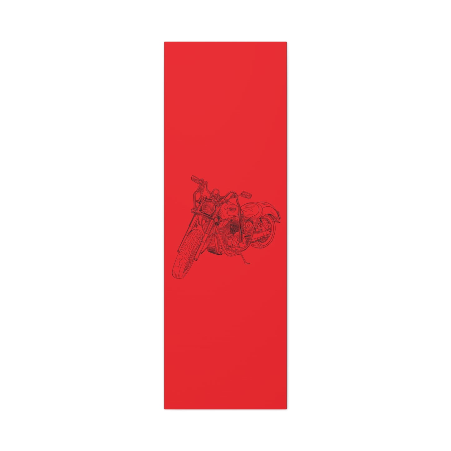Ride Me Harley Motorcycle Sketch Canvas Print - Black Ink on Red Background