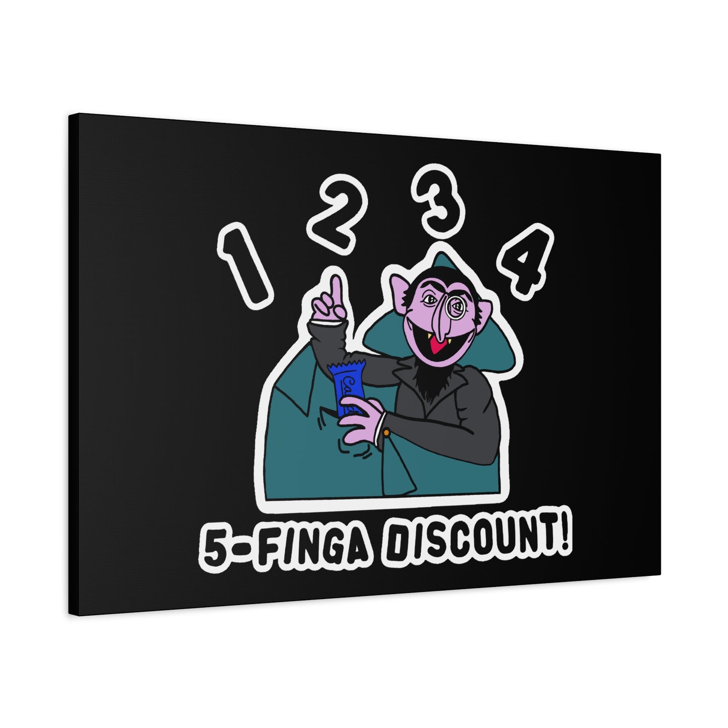 Five Finger Discount Canvas Print Black - Sesame Street The Count Parody Art Print