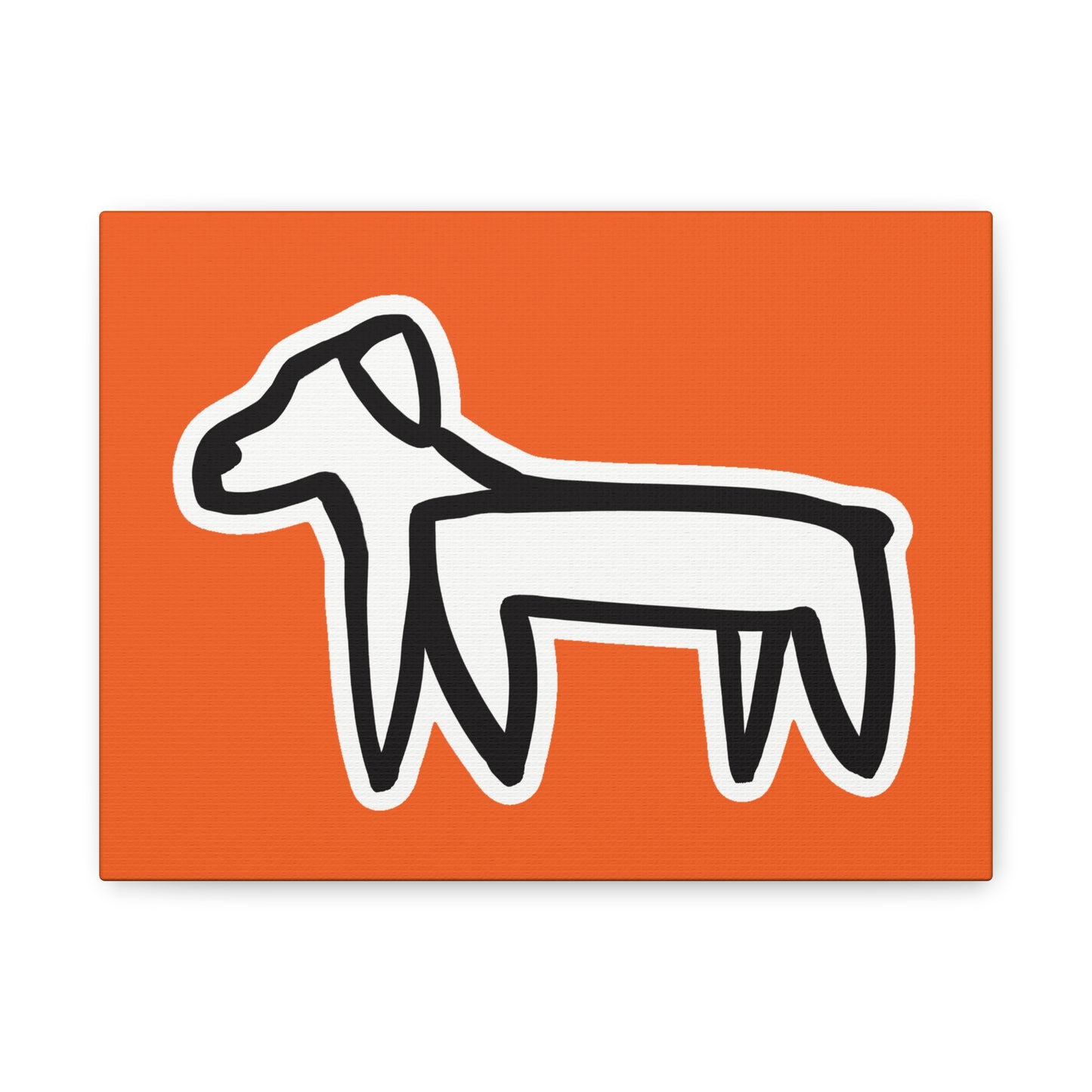 Dog Canvas Print on Orange (Sticker Style White Dog) - Dog Art Print