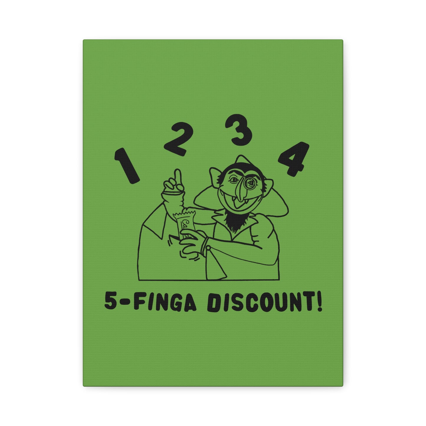 Five Finger Discount Outline Canvas Print Green - Sesame Street The Count Parody Art Print