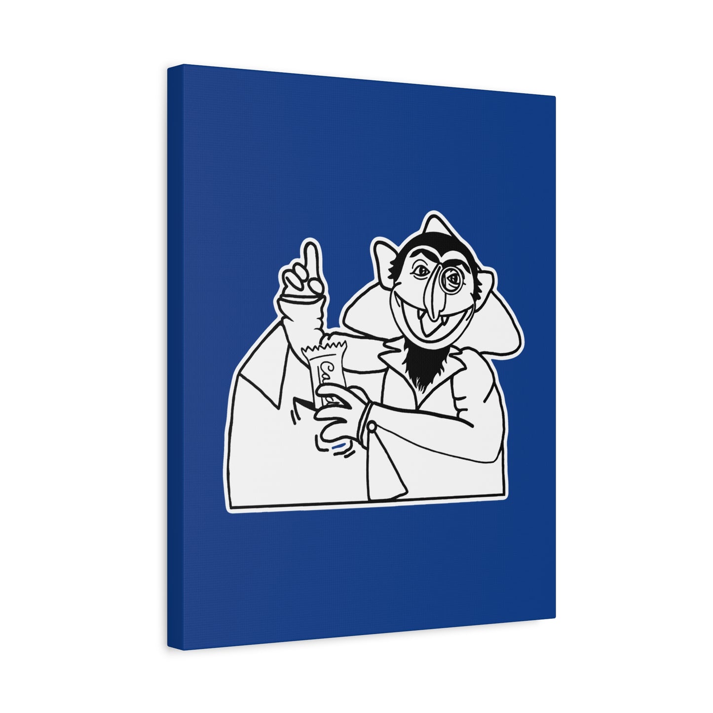 The Count Stealing Candy Outline Canvas Print Dark Blue - Sesame Street The Count Parody Art