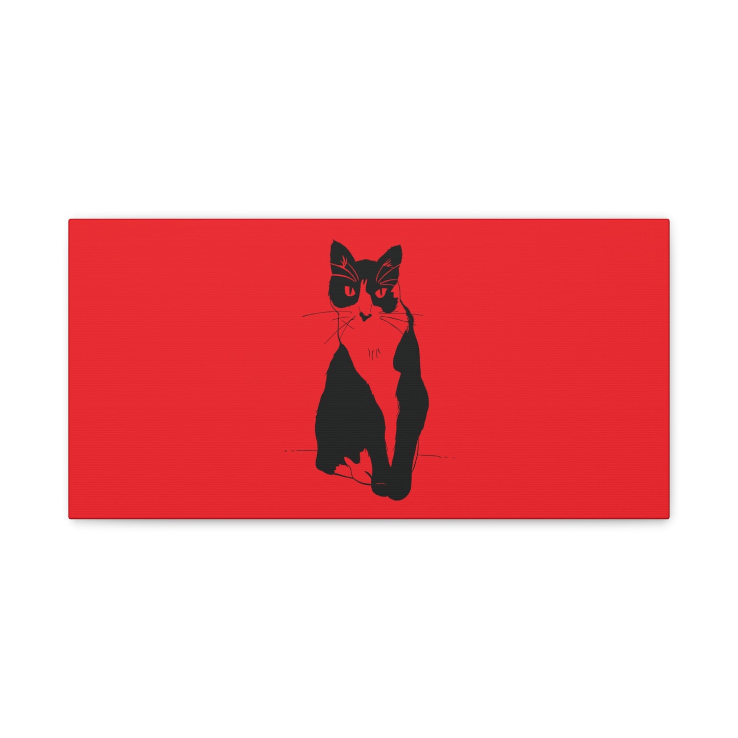 Cat Canvas Print on Red (Transparent Style Cat) - Cat Drawing Art