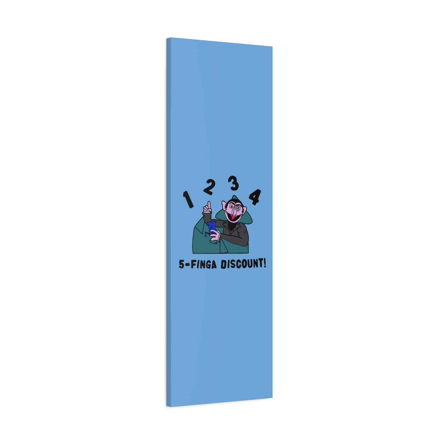 Five Finger Discount Canvas Print Light Blue - Sesame Street The Count Parody Art Print