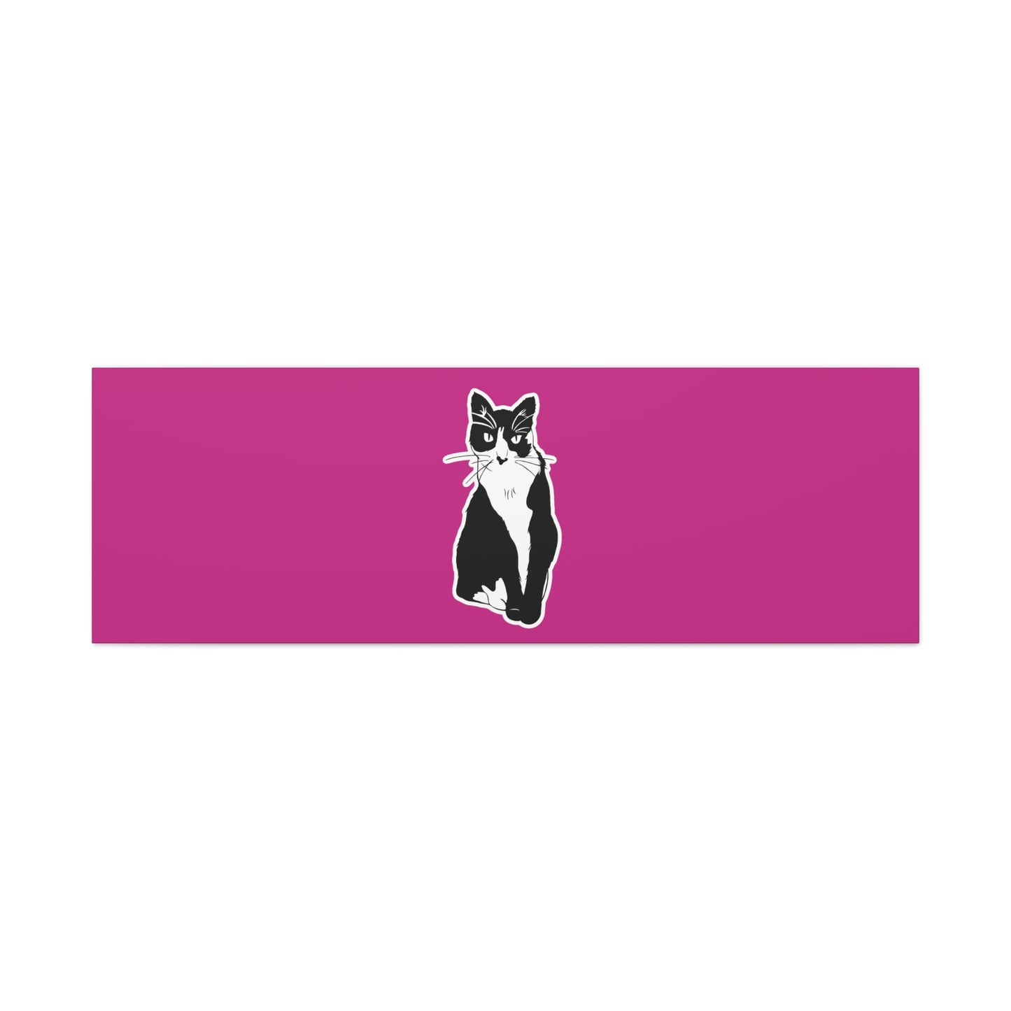 Cat Canvas on Pink (Sticker Style Cat) - Cat Drawing Art