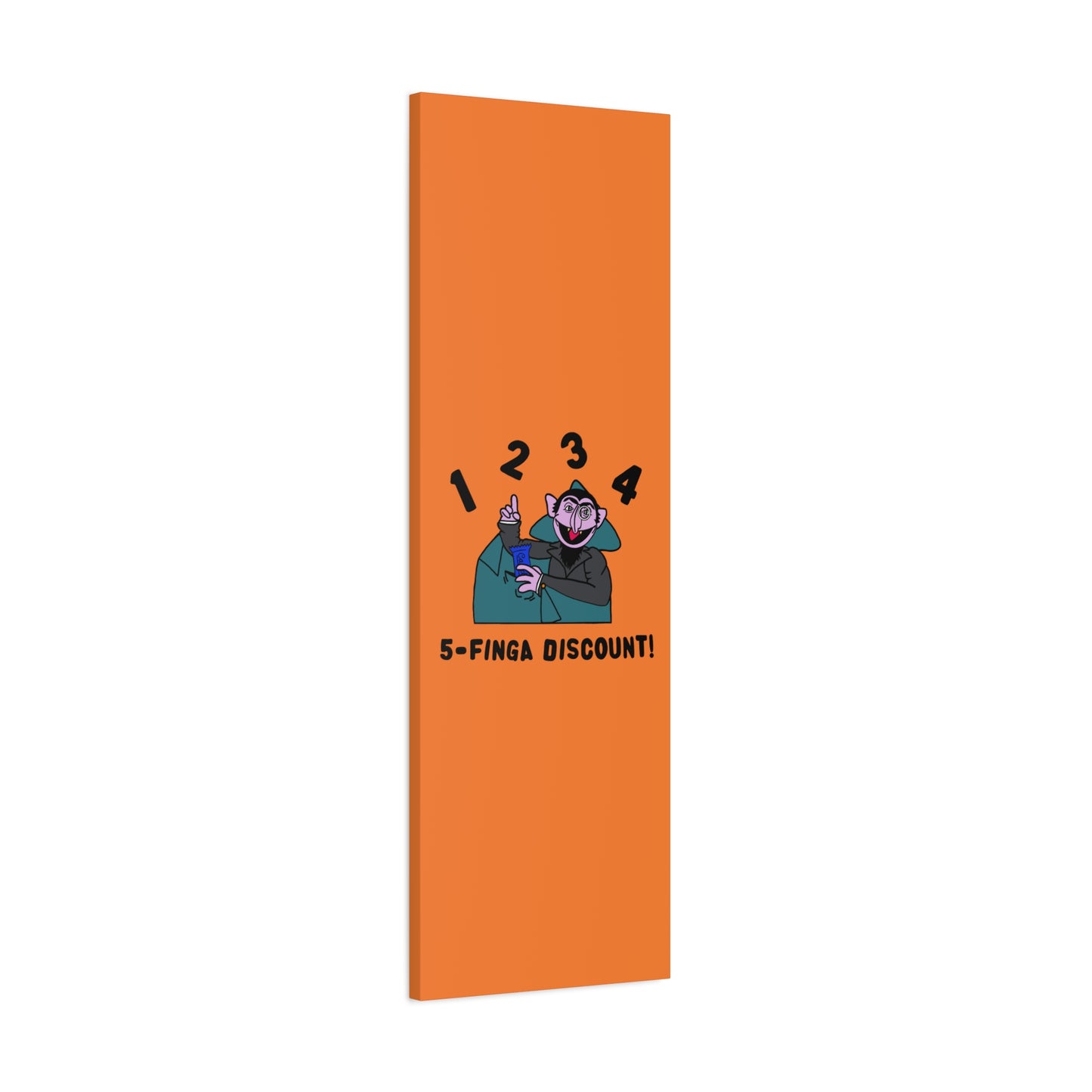 Five Finger Discount Canvas Print Light Orange - Sesame Street The Count Parody Art Print